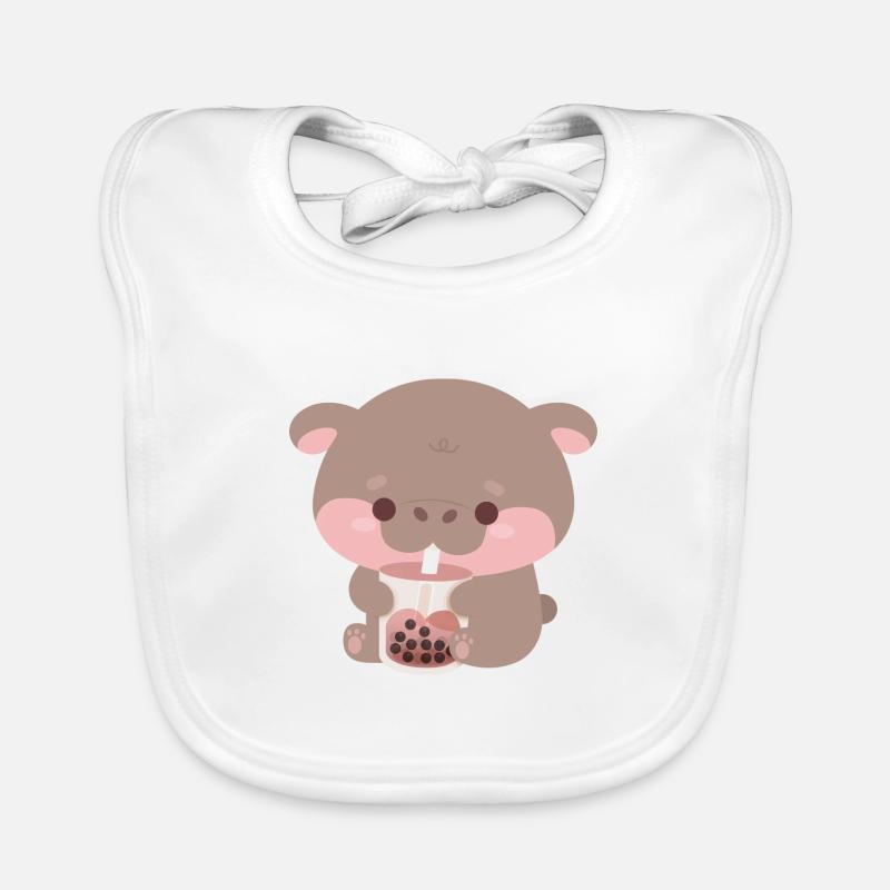 Boba Moo Deng Hippo Organic Baby Bibs
