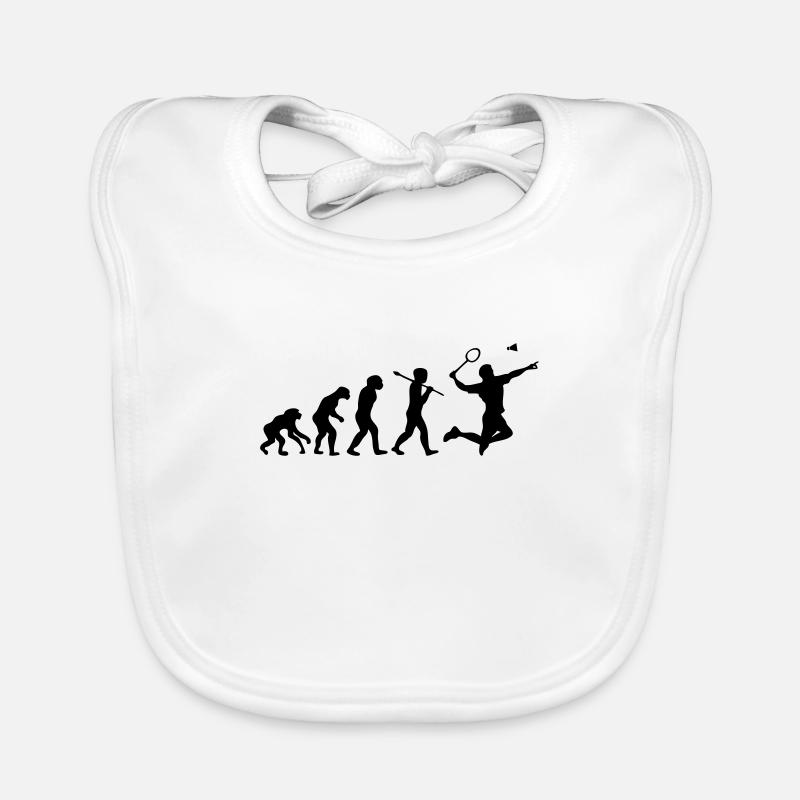 Evolution de l'homme jouant au badminton. Bavoir bio Bébé