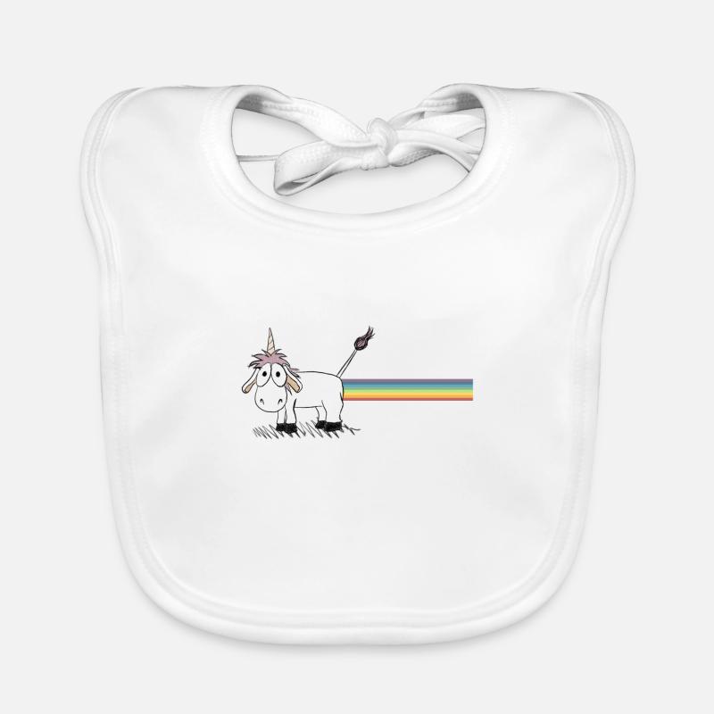 Licorne avec arc-en-ciel - Bavoir bio Bébé - blanc