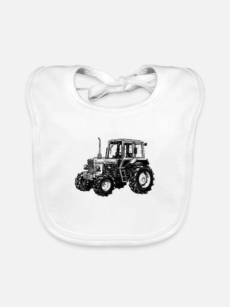 Belarus mtz Traktor Landwirt Geschenk - Baby Bio-Lätzchen - Weiß - Vorne