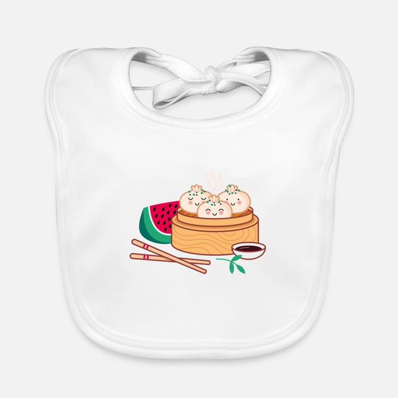 Dim Sum à la pastèque - Bavoir bio Bébé - blanc