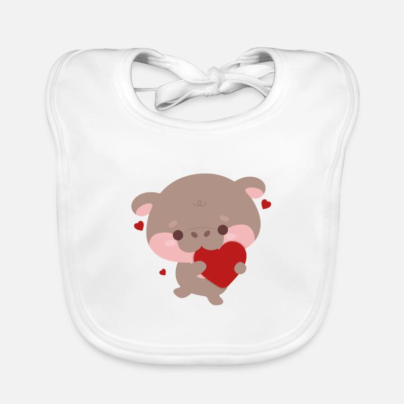 Moo Deng Hippopotame Cœur Bavoir bio Bébé