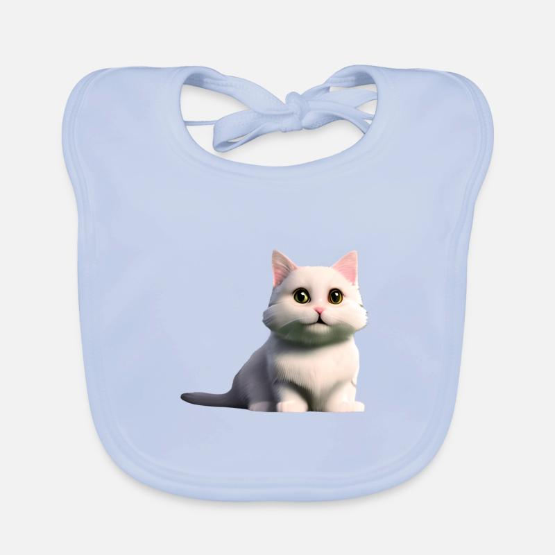 Chat blanc Bavoir bio Bébé