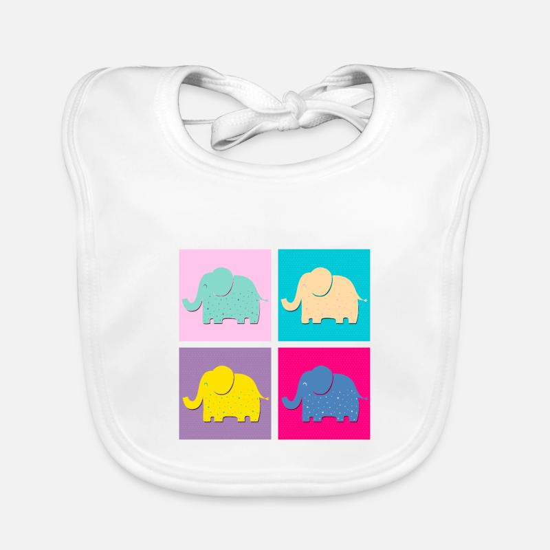 Elephants (Squares, Pop Art) Organic Baby Bibs