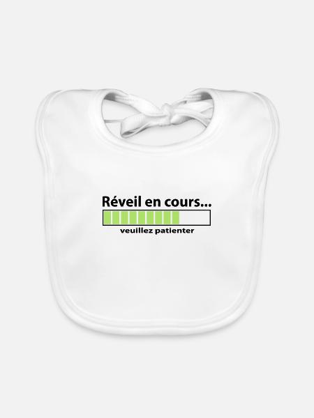 Wake current - Organic Baby Bibs - white - Front