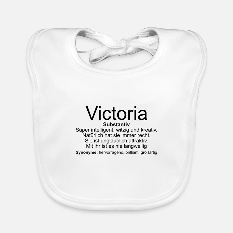 Nom Définition Victoria - Bavoir bio Bébé - blanc