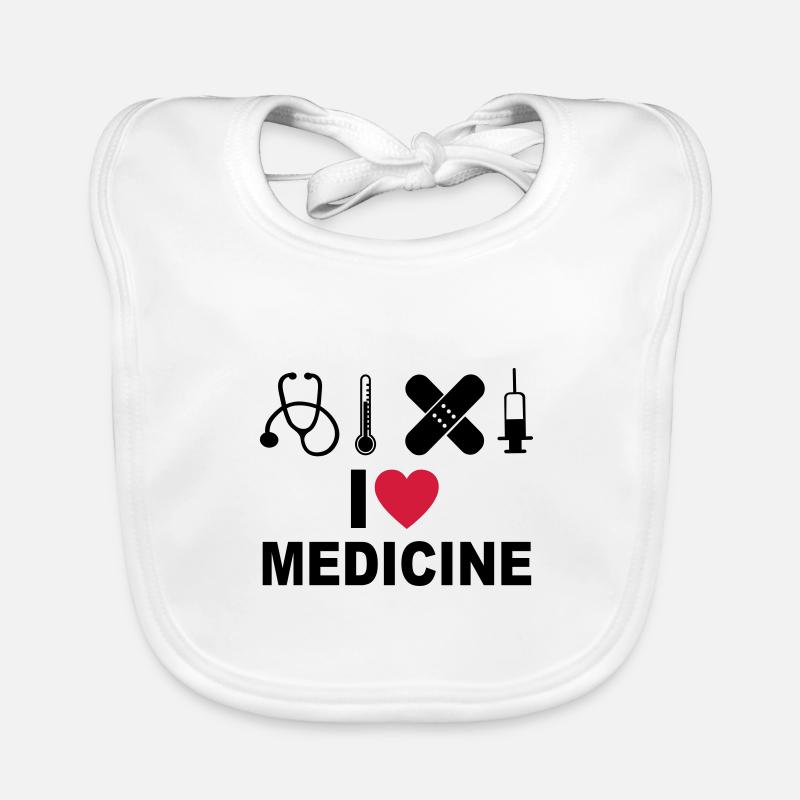 J'adore la médecine - Bavoir bio Bébé - blanc