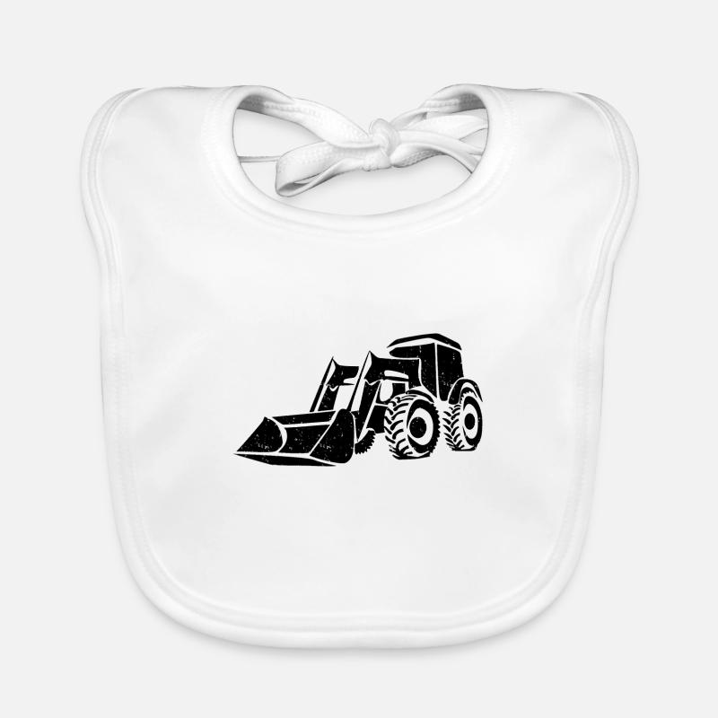 Loading Machine Silhouette Gift Wheel Loader Organic Baby Bibs