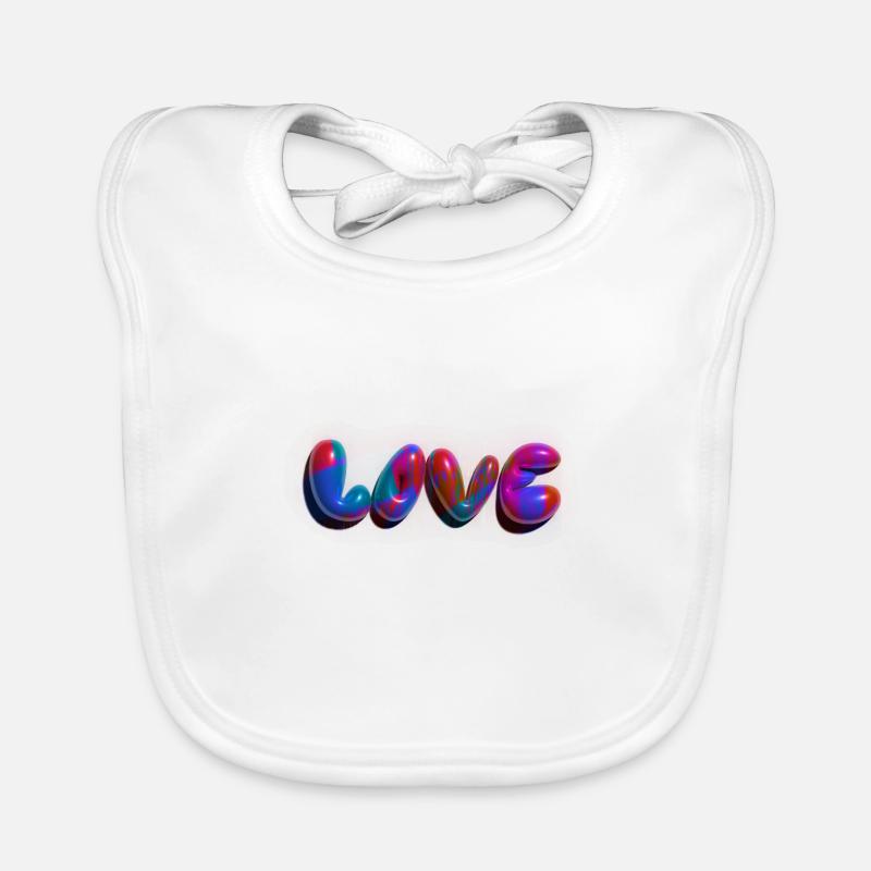 Love,3D,Graffiti,Balloon,Colorful,Love Organic Baby Bibs