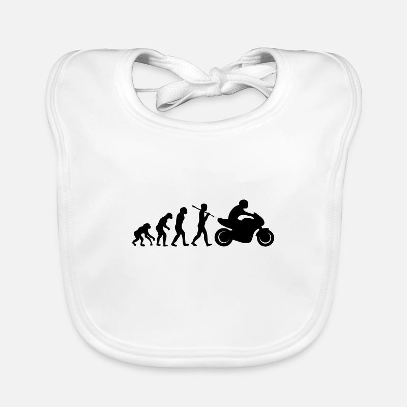 Motorcycle Biker Evolution T-Shirt - Organic Baby Bibs - white
