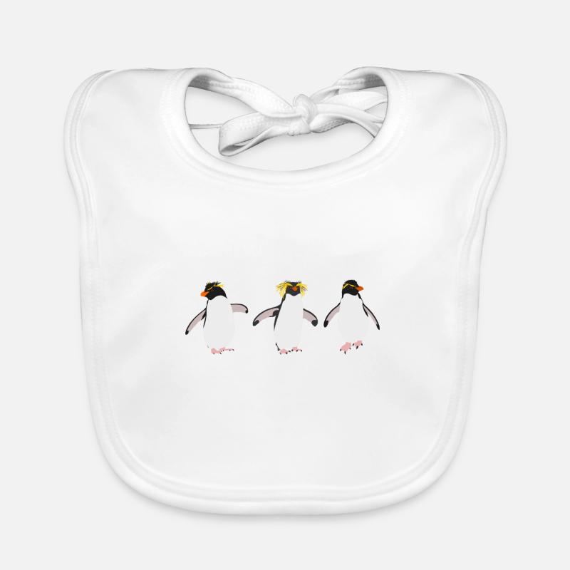 Penguins Rock jumping (trio) - Bavoir bio Bébé - blanc