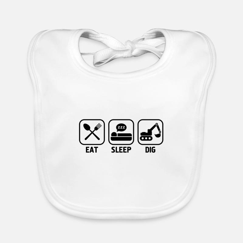 Eat sleep dig Geschenk Baggerfahrer Baggerführer Baby Bio-Lätzchen