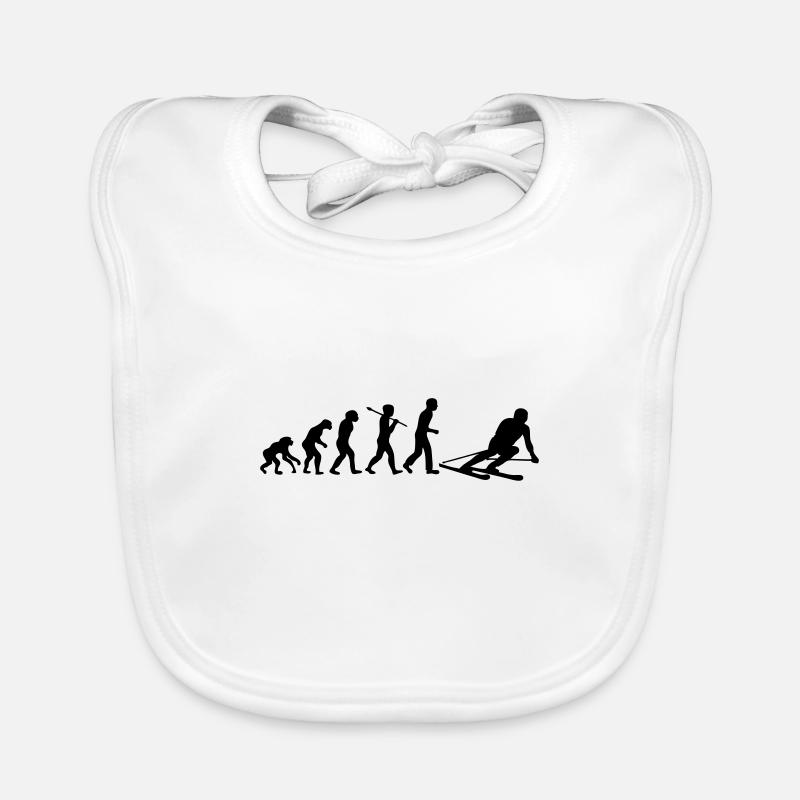 Evolution de l'homme sur ses skis. - Bavoir bio Bébé - blanc