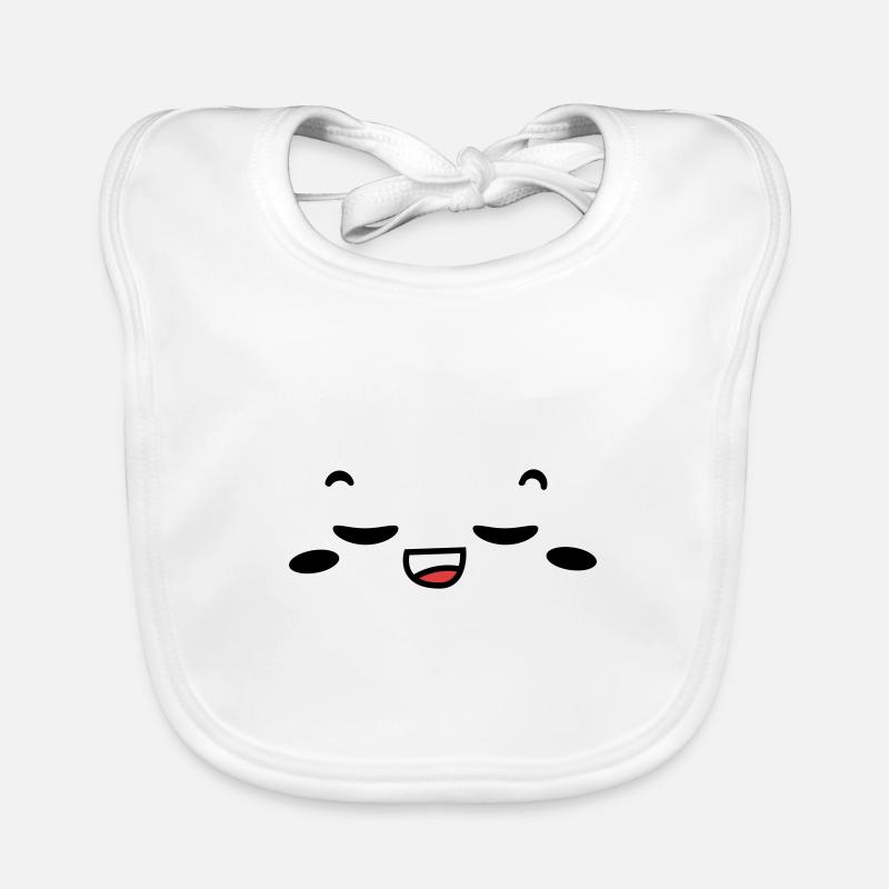 Visage kawaii : yeux mignons et design de sourire Bavoir bio Bébé