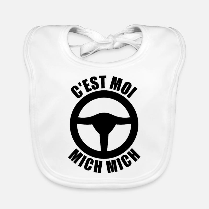 c'est moi mich mich, auto école - Bavoir bio Bébé - blanc