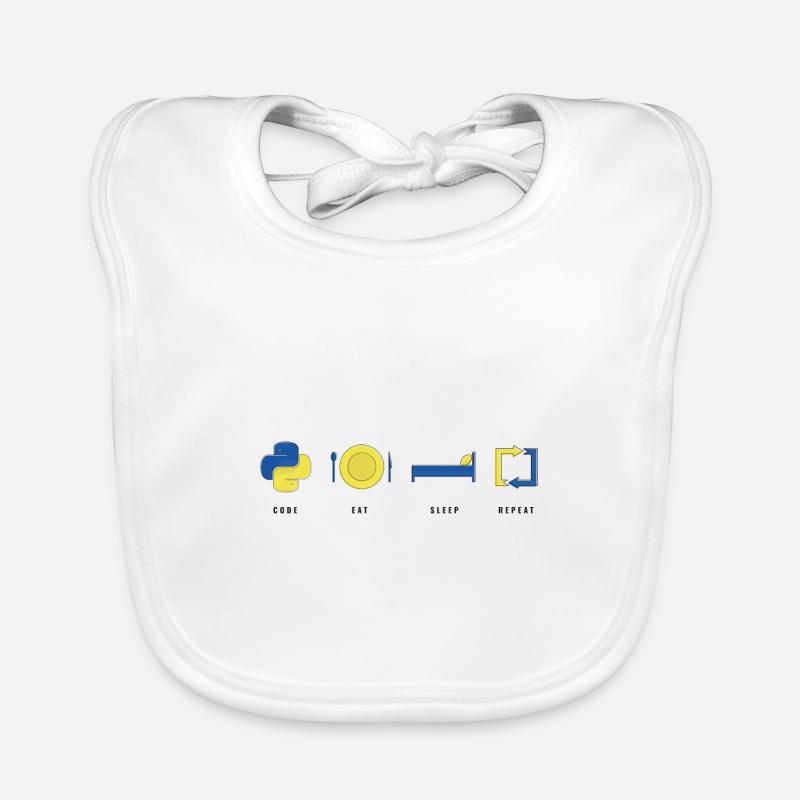 CODER PYTHON LIFE - Organic Baby Bibs - white