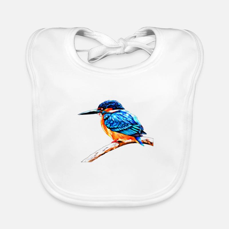 Eisvogel - Kingfisher - Baby Bio-Lätzchen - Weiß