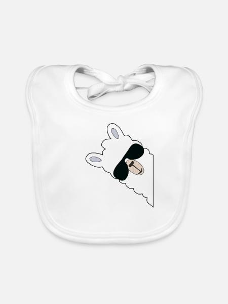 Lama laughs gift for women, men, kids - Organic Baby Bibs - white - Front