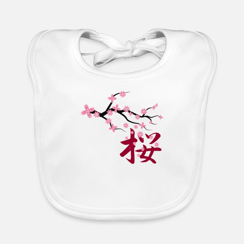fleur de hanami sakura kanji - Bavoir bio Bébé - blanc