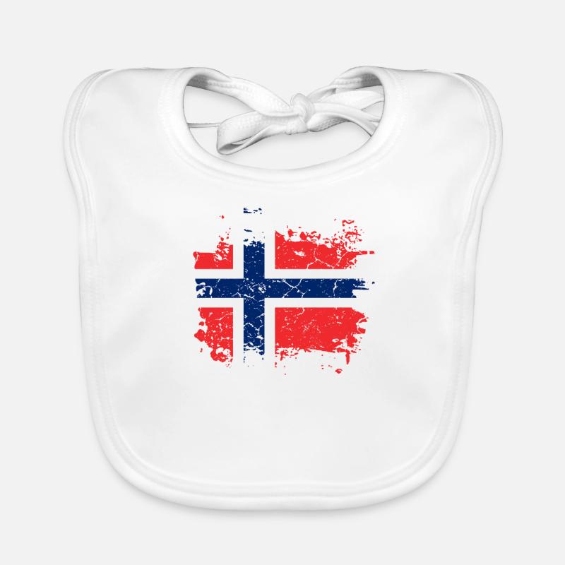 Drapeau norvégien - Bavoir bio Bébé - blanc