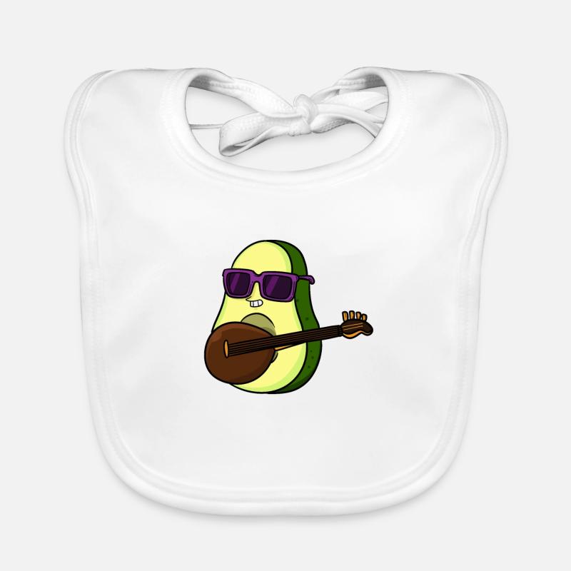 Avocado fruit music guitar Holy Guacamole - Bavoir bio Bébé - blanc