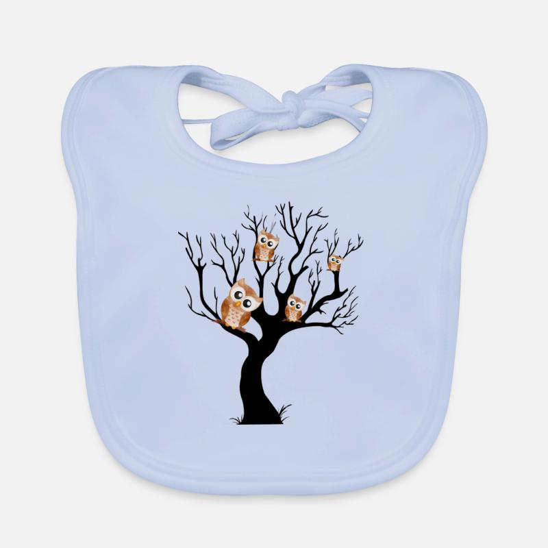 Eule Nachteule auf Baum Baby Bio-Lätzchen