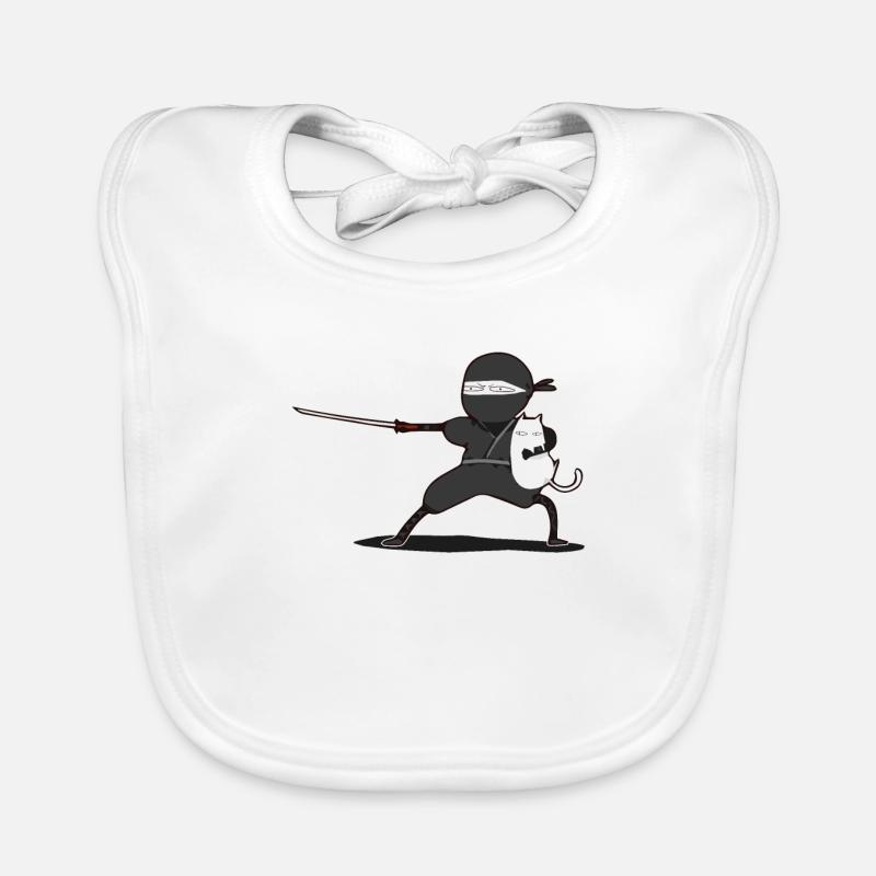 Samurai Ninja Dragon Japon Chine Chat Chinois Bavoir bio Bébé