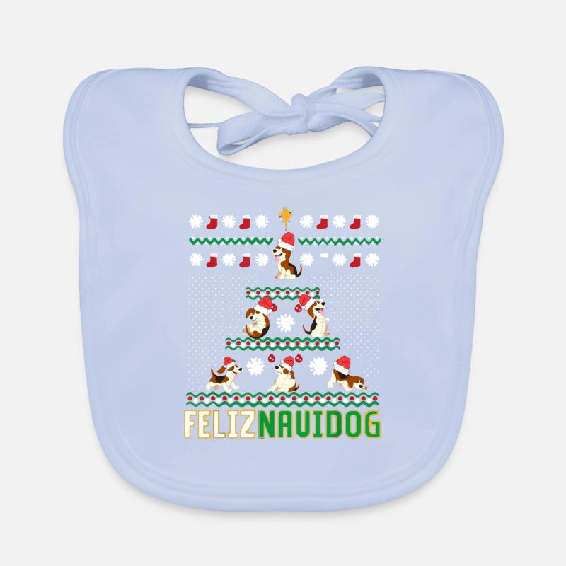 Beagles Feliz Navidog Merry Chritsmas Organic Baby Bibs