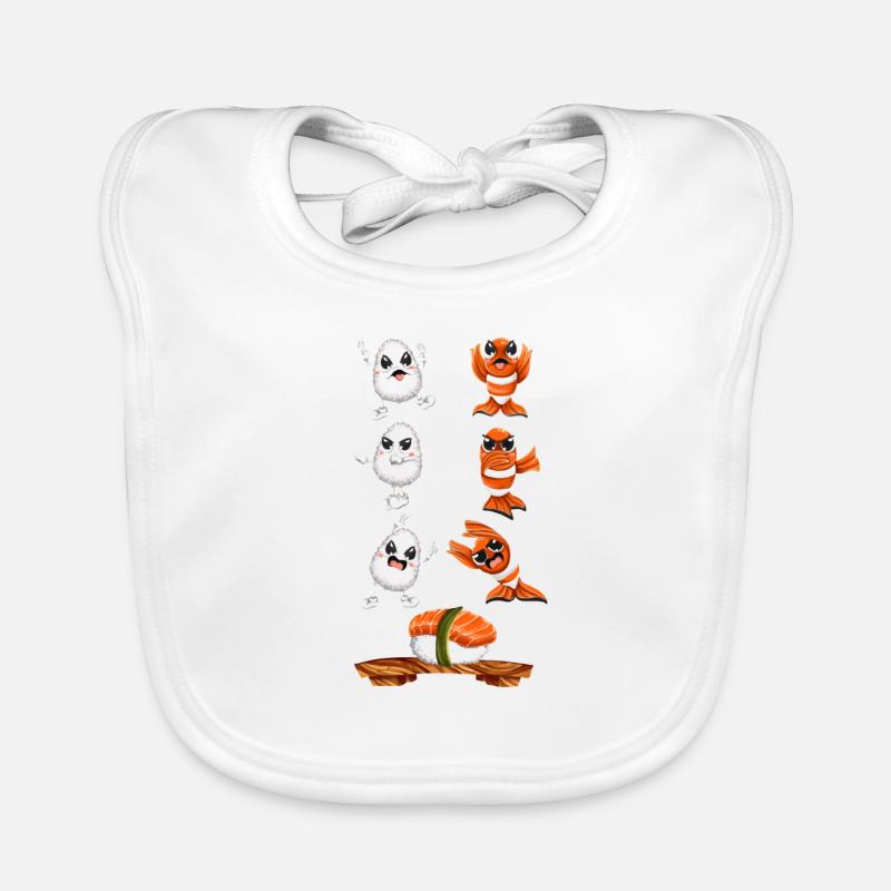 Fusion de sushi kawaii drôle - Bavoir bio Bébé - blanc