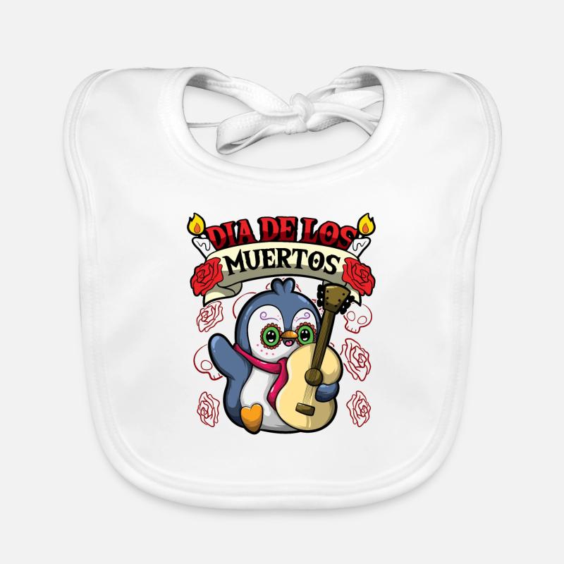 Dia De Los Muertos Animals Penguin Baby Bio-Lätzchen