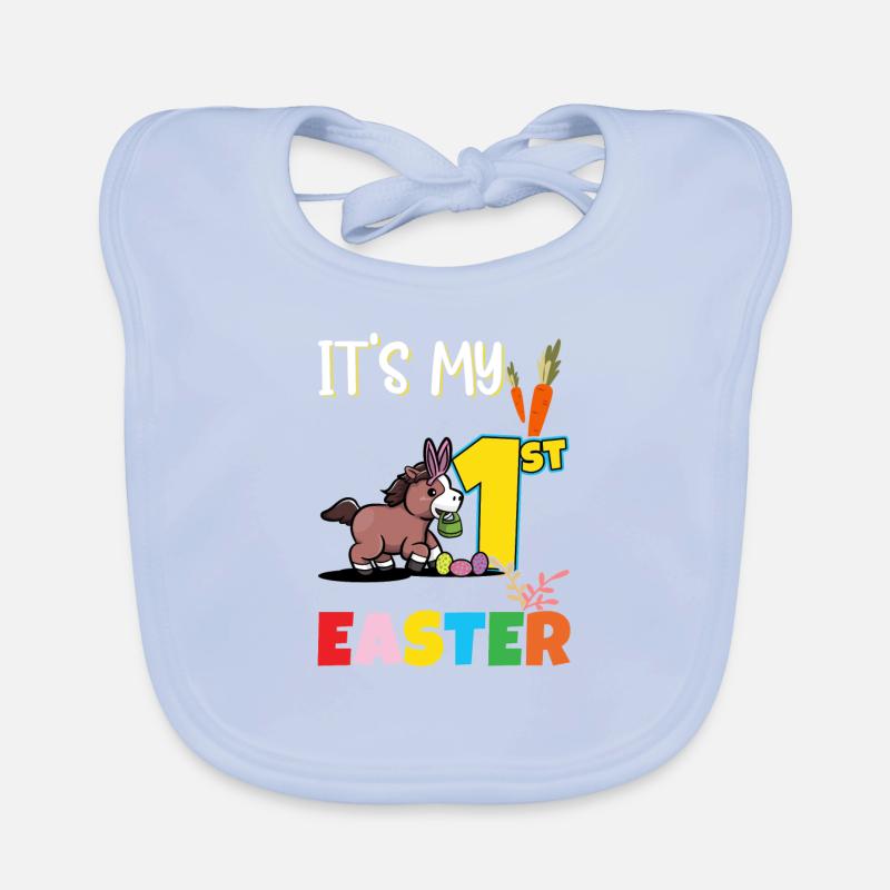 It's My First Easter Birthday Baby Easter Horse Organic Baby Bibs