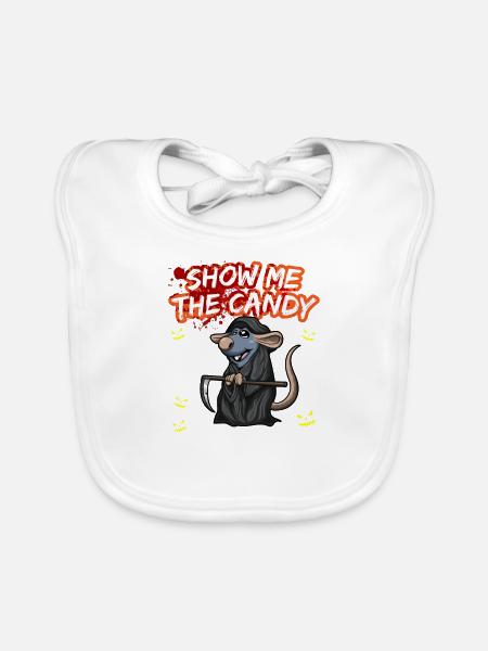 Show Me The Candy Halloween Costume Trick Or Treat - Organic Baby Bibs - white - Front