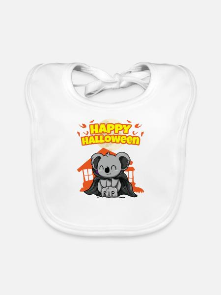 Happy Halloween Scary Funny Hallow's Eve Costume - Organic Baby Bibs - white - Front