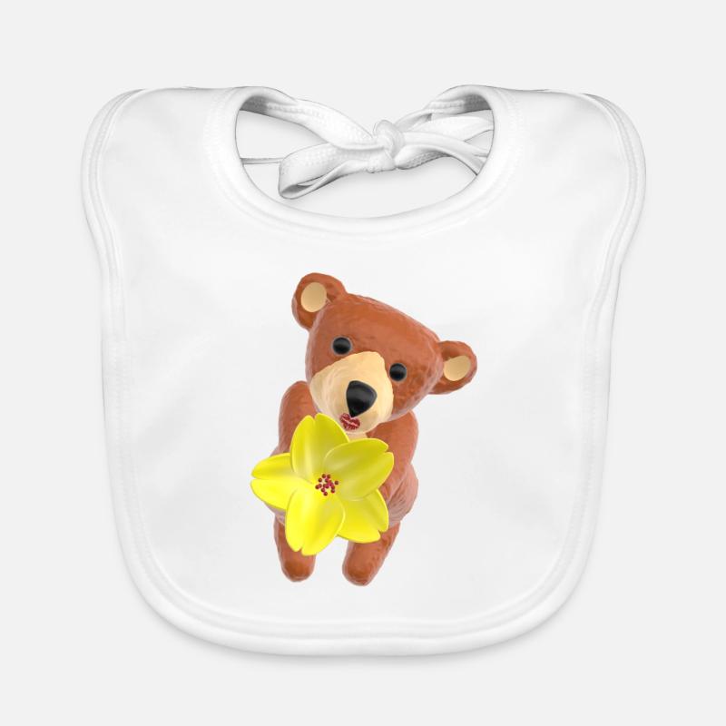 Teddy mit Blume und Kussmund 3D Baby Bio-Lätzchen