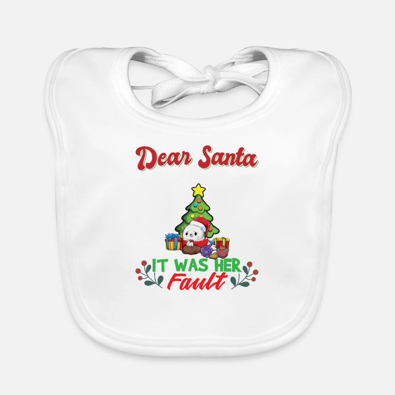 Dear Santa It Was Her Fault Siblings Matching Xmas Baby Bio-Lätzchen