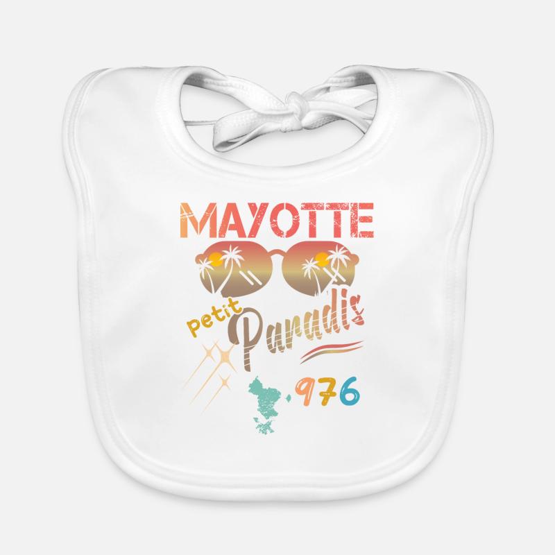 idee cadeau design graphique carte de Mayotte 976 Bavoir bio Bébé