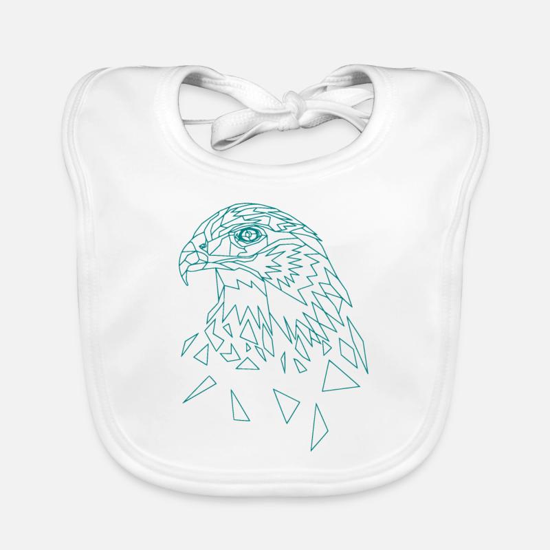 Eagle geometric eagle head animal - Organic Baby Bibs - white