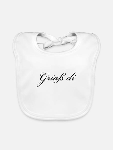 Griaß di - Allgäuer Design - Hallo - Baby Bio-Lätzchen - Weiß - Vorne