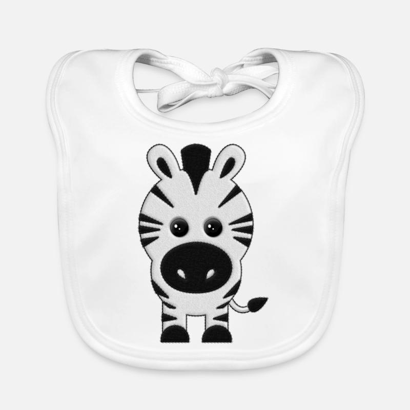 Zebra Plüsch - Baby Bio-Lätzchen - Weiß