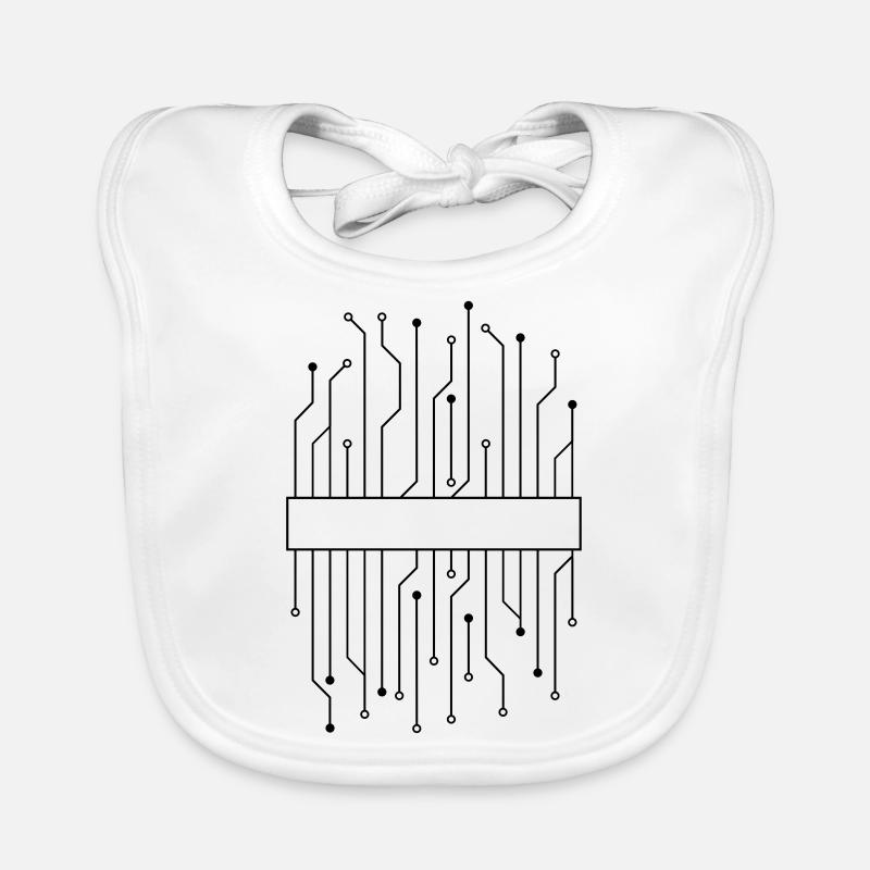 shield frame text circuit wire data microch Organic Baby Bibs