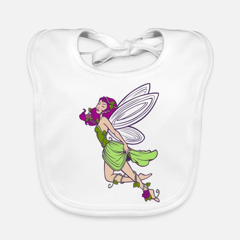 Fee Elfe mit Rosen Baby Bio-Lätzchen