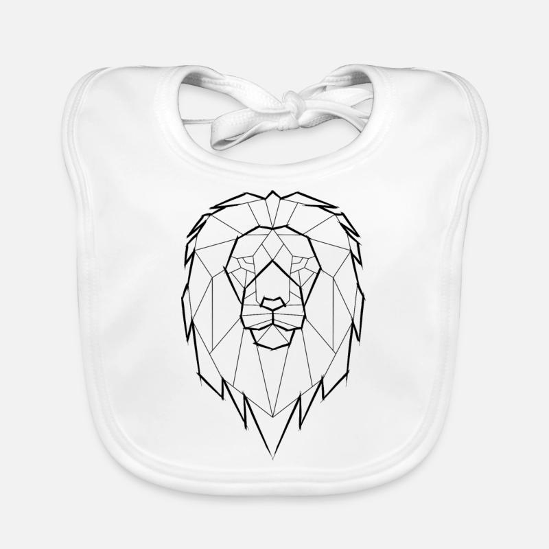 Lion Geometric Geometry - Black Organic Baby Bibs