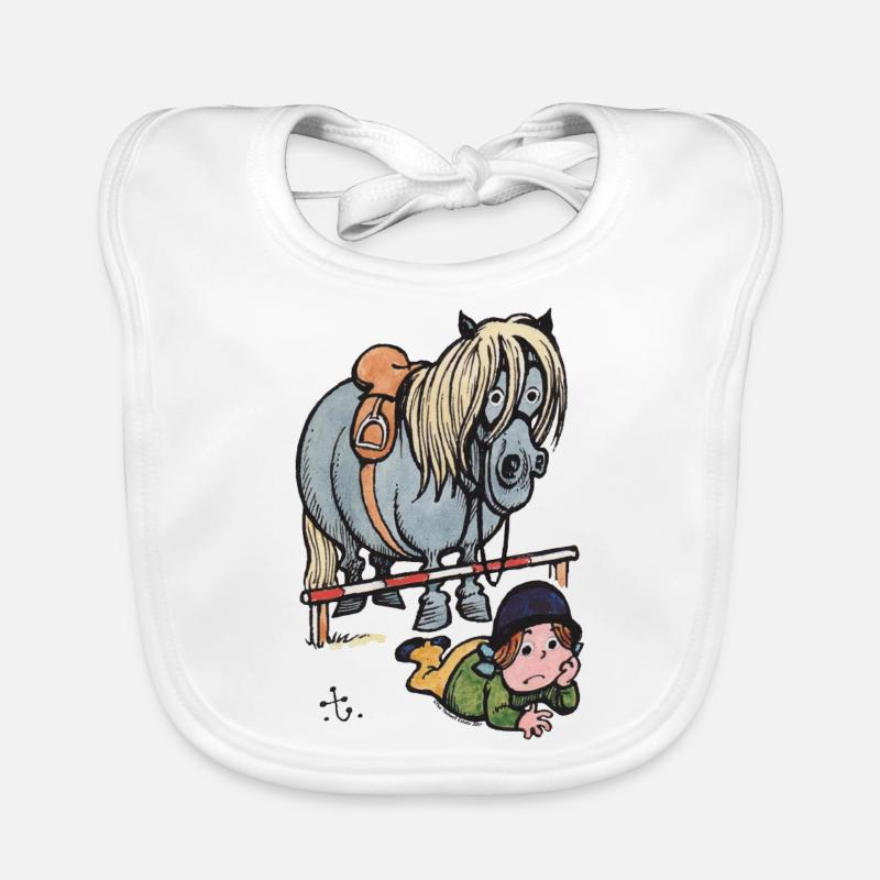 Thellwell Cheval Saut D'Obstacles - Bavoir bio Bébé - blanc