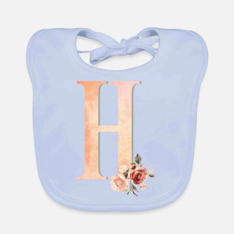 Lettre H avec fleurs Bavoir bio Bébé