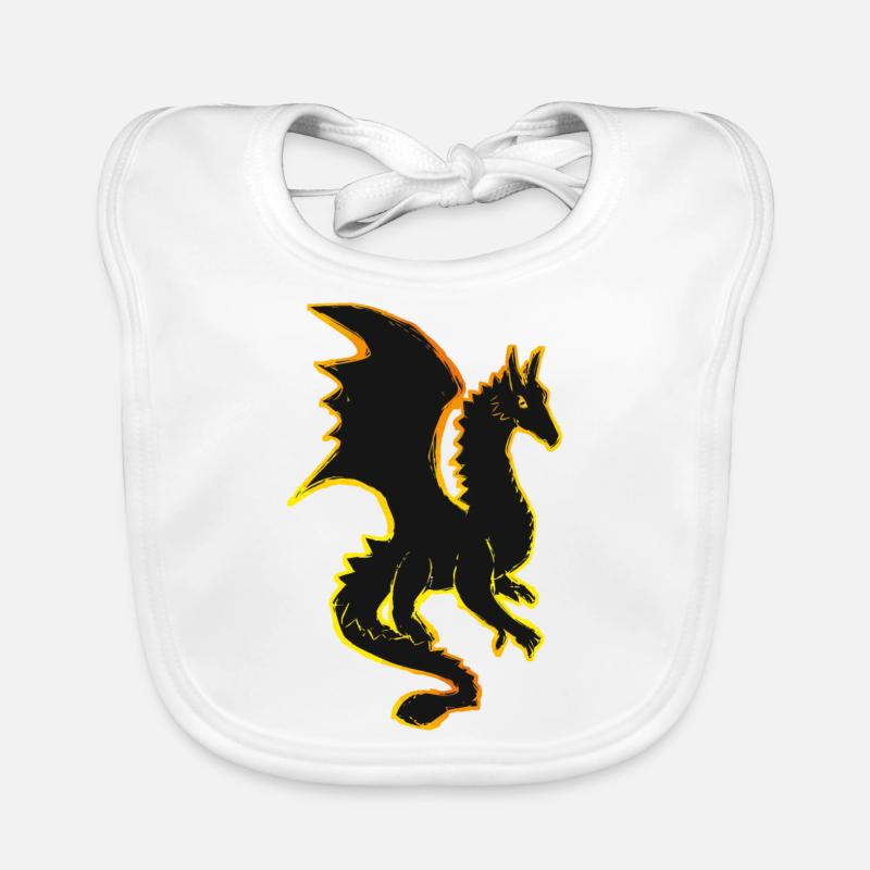 Dragons, Dragons, dragon, draco, Feu, fire - Bavoir bio Bébé - blanc