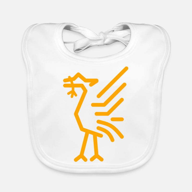 Simple Line Drawn Liver bird in Gold Organic Baby Bibs