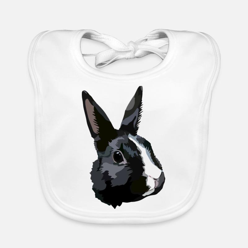 Rabbit black and white Organic Baby Bibs