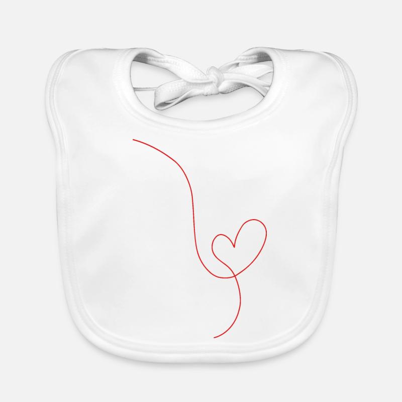 Red heart line drawing Organic Baby Bibs