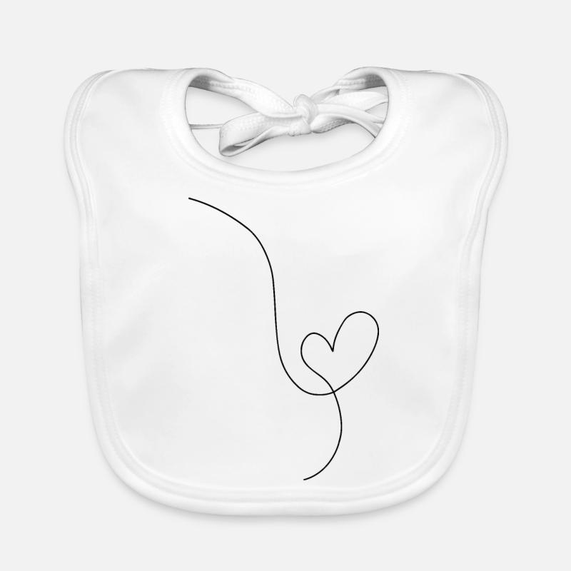 Coeur noir dessin au trait Bavoir bio Bébé