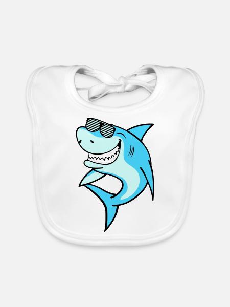 Lunettes de soleil Shark - Bavoir bio Bébé - blanc - Devant